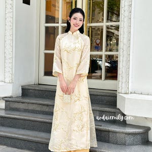 Ao Dai Cream and Gold