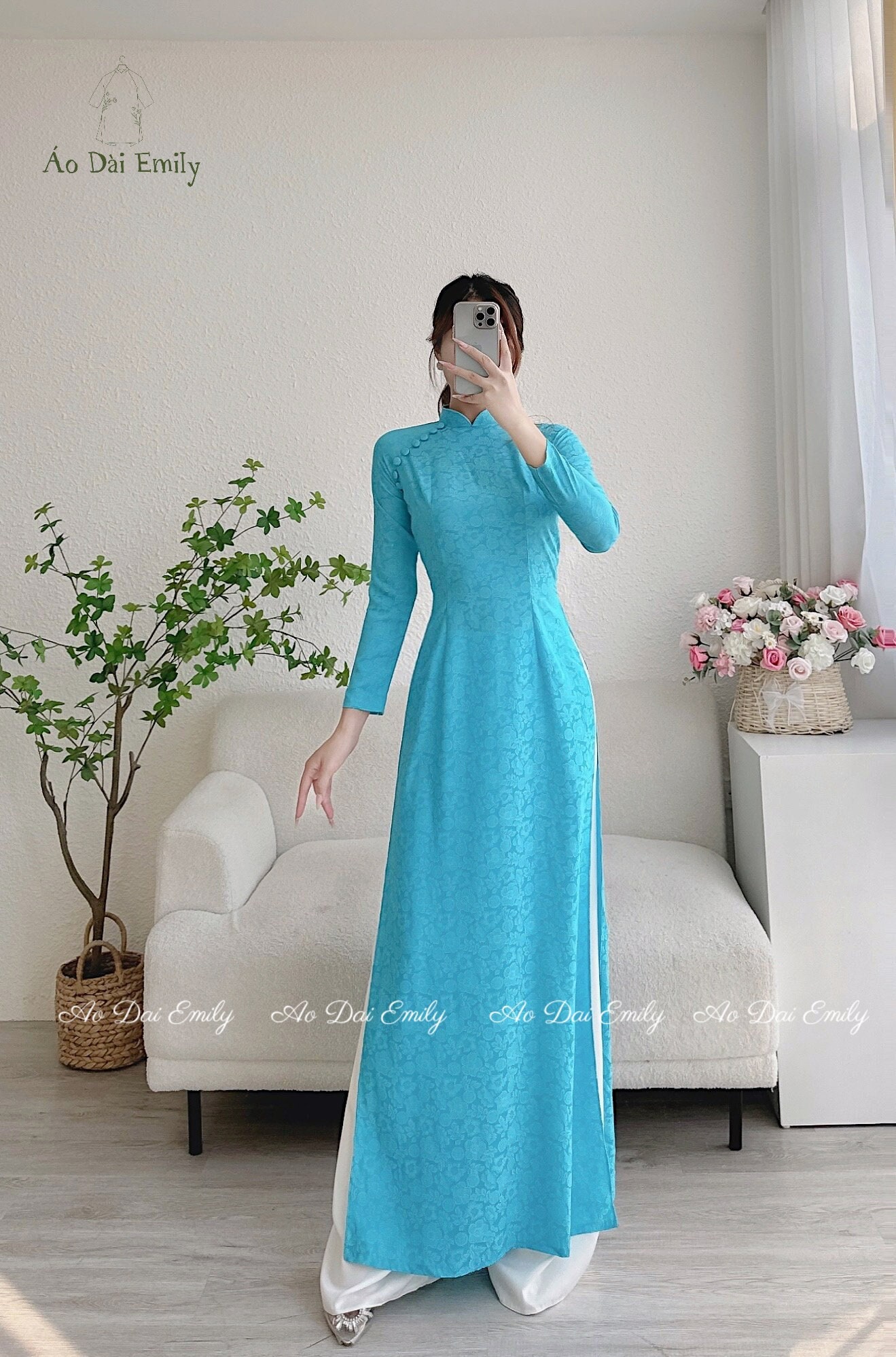 Ao Dài Lụa Gấm blue Pre Made Ao Dai Vietnam With Button Women Long Dress Vietnamese Long Dress No Pants - Etsy Ao Dài Lụa Gấm blue Pre Made Ao Dai Vietnam With Button Women Long Dress Vietnamese Long Dress No Pants - Etsy