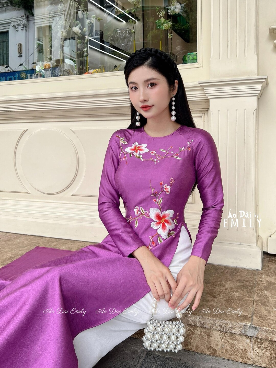 Vietnamese-style Embroidered Heavy-duty Long-sleeve Loose Ruffle Dress