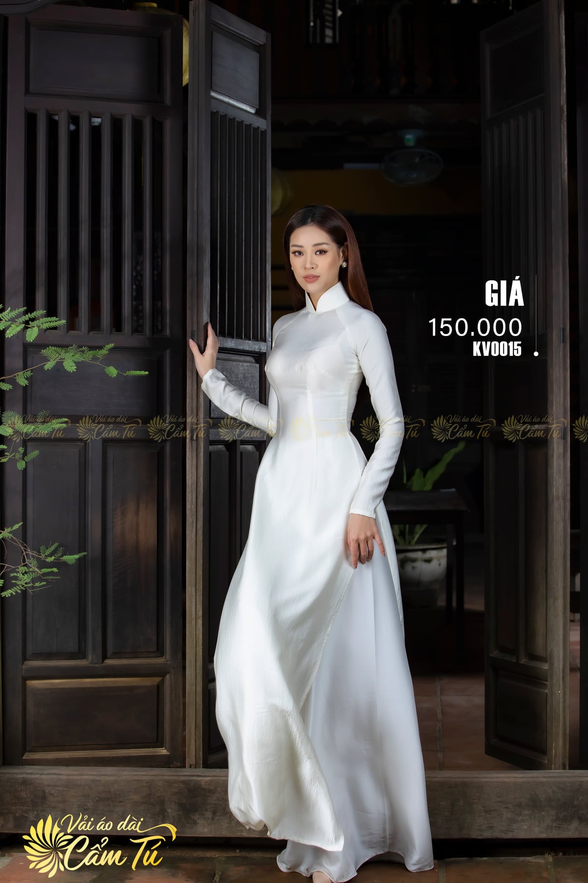 Traditional White Hai Da Silk Plain Ao Dai Set | Ao Dai Lua 2 Da | Pre-made  Vietnamese Traditional Long Dress| 4 cm collar| Pants included