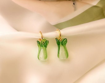 CHOY (24k Gold Bok Choy Earrings, Gold Earrings, Dainty and Elegant Earrings, Vegetable Earrings)