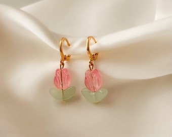 LALA (24k Gold Tulip Earrings, Gold Earrings, Dainty and Elegant Earrings, Tulip Flower Earrings)