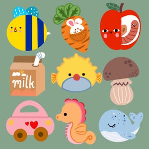 デジタル製品、ステッカー png、かわいいテンプレート、背景、かわいい、漫画、キャラクター、動物、画像、コレクション、テンプレート