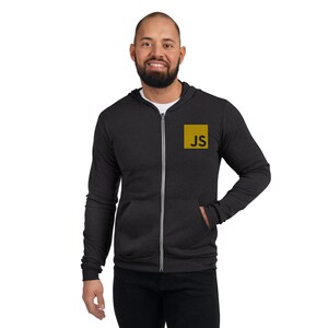 JavaScript Embroidered Slim Unisex Full-zip hoodie