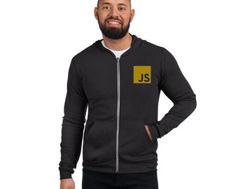 JavaScript Embroidered Slim Unisex Full-zip hoodie
