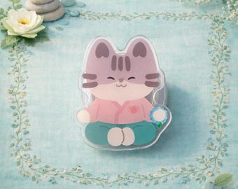 Dusty the Peaceful Meditation Cat Phone Grip | Calm and Cozy Moduri Phone Holder (Regular / Magnetic)