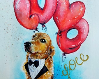 Custom Original Handmade Postcard, Pet Portrait Painting, Unique Gift, Gift for Pet Lovers, Mother's Day Gift, Valentine's Day Gift