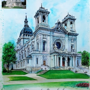 Custom Watercolor Church Painting, Wedding Venue Portrait, Religious Building Portrait, Handmade Original Paintings from Photo