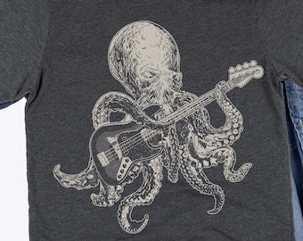 Bassist Octopus Shirt | Funny Tshirt | Bass Player Gift Idea | Cute Animal Shirts | Rocker Dad Shirt | Guitarist Tee Gifts | Music Lover Tee