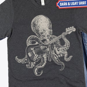 Bassist Octopus Shirt | Funny Tshirt | Bass Player Gift Idea | Cute Animal Shirts | Rocker Dad Shirt | Guitarist Tee Gifts | Music Lover Tee