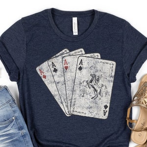 Maglietta da cowboy con carte da gioco / Maglietta Long Live Cowgirl / Maglietta Western Rodeo / Maglietta Boho Ranger Card Decks / Magliette Howdy / Maglietta retrò