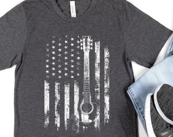 US Guitar Shirt | Guitarist T-shirt | USA Flag Guitar Player Tee | Music Lover Gifts | Rock Band Tshirt | Rocker Dad Tee| Hardcore Metal Tee