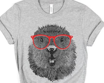 Cute Beaver Shirt | Beaver Lover Tee | Woodland Animal Shirts | Cute Animal Tshirts | Zoo Keeper Tee Gifts | Safari Beaver with Glasses Tees