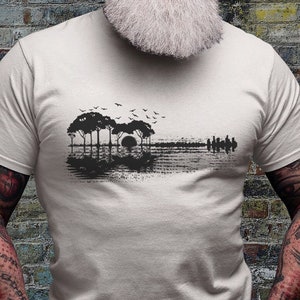 Guitar Nature Shirt | Guitarist T-shirt | Music Lover Gifts | Guitar Player Tee Gift Idea | Wild Life Shirts | Outdoor Shirt | Camping Scene