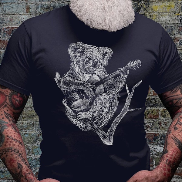 Cute Koala Playing Guitar Shirt | Guitarist T-shirt | Funny Shirts | Cute Animal Tee | Guitar Player Tshirt | Music Lover Gifts | Rocker Dad