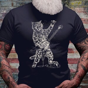 Rockstar Cat Shirt | Funny Animal T-shirt | Meow Guitarist Tshirts ...