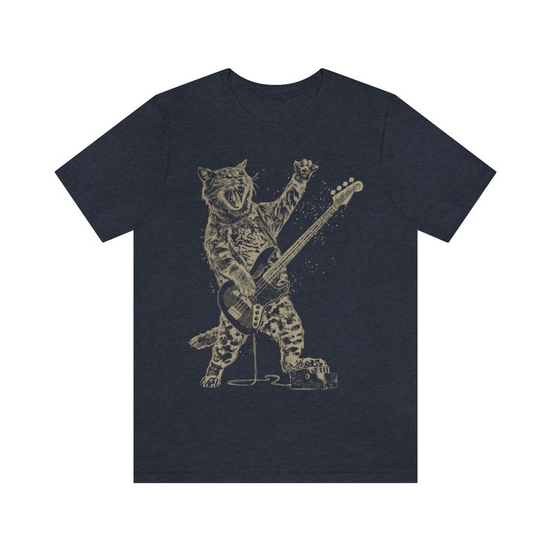 Koszulka z kotem dla basisty rockstar | Zabawna koszulka ze zwierzątkiem | Prezenty dla gitarzystów | Koszulki rockowe | Pomysł na prezent dla rockowego taty | Basista | Koszulki zespołu zdjęcie 8