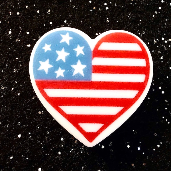 USA Flag Heart Focal Bead