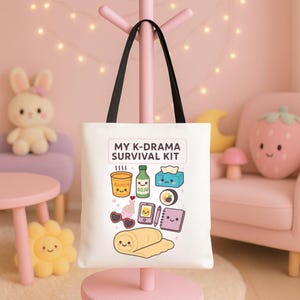 Kdrama Lovers Tote Bag - &quot;K-Drama Survival Kit&quot; Chinese drama fan gift bag idea Korean