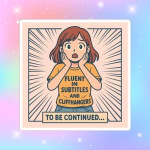 4&quot; Fluent in Subtitles & Cliffhangers Sticker Kdrama Fans Gift Idea for Korean Drama Lovers for Cdrama Chinese Drama Fans
