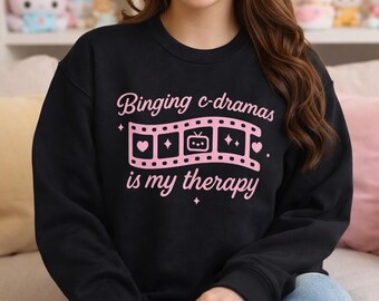 Red, Black, or Maroon Unisex Sweatshirt | Binging C-Dramas for Asian Korean Chinese Drama Fans