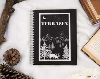 Trono de Cristal Terrasen Spiral Notebook Negro - Ruled Line / TOG Terrasen journal / Sarah j Maas / TOG notebook
