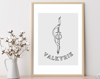 Valkyrie ACOTAR art print | sarah j maas inspired art | a court of silver flames ACOSF | a court of thorns and roses art print | Nesta