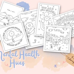 Mental Health Coloring Pages: Hand-Drawn Designs (PDF)