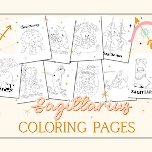 Sagittarius Coloring Page for Adults and Kids | Printable Zodiac Coloring Pages | Hand Drawn Astrology Art | Digital Coloring Book Pages PDF
