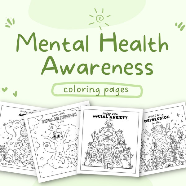 Mental Health Awareness Coloring Pages | Printable Coloring Page | Coloring Pages for Adults | Kids Coloring Page | Simple Coloring Pages