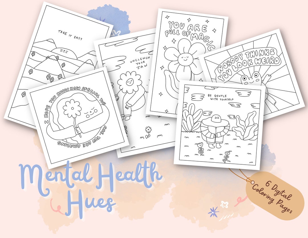Hand-drawn Mental Health Coloring Pages | Printable Coloring Page | Coloring Pages for Adults ...
