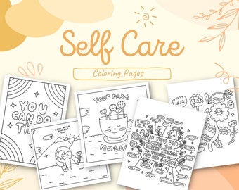 Self Care Coloring Pages: Inspirational Mental Health Designs (PDF)