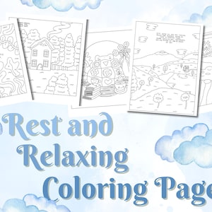 Rest and Relaxing Mental Health Coloring Pages | Printable Coloring Page | Coloring Pages for Adults and Kids | Rest Coloring Pages