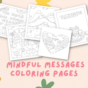Mindful Messages Coloring Pages | Printable Coloring Page | Coloring Pages for Adults and Kids | Mental Health Coloring Pages