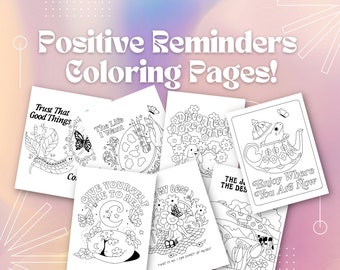 Hand-drawn Mental Health Coloring Pages | Printable Coloring Page | Coloring Pages for Adults and Kids | Positive Reminders Coloring Pages