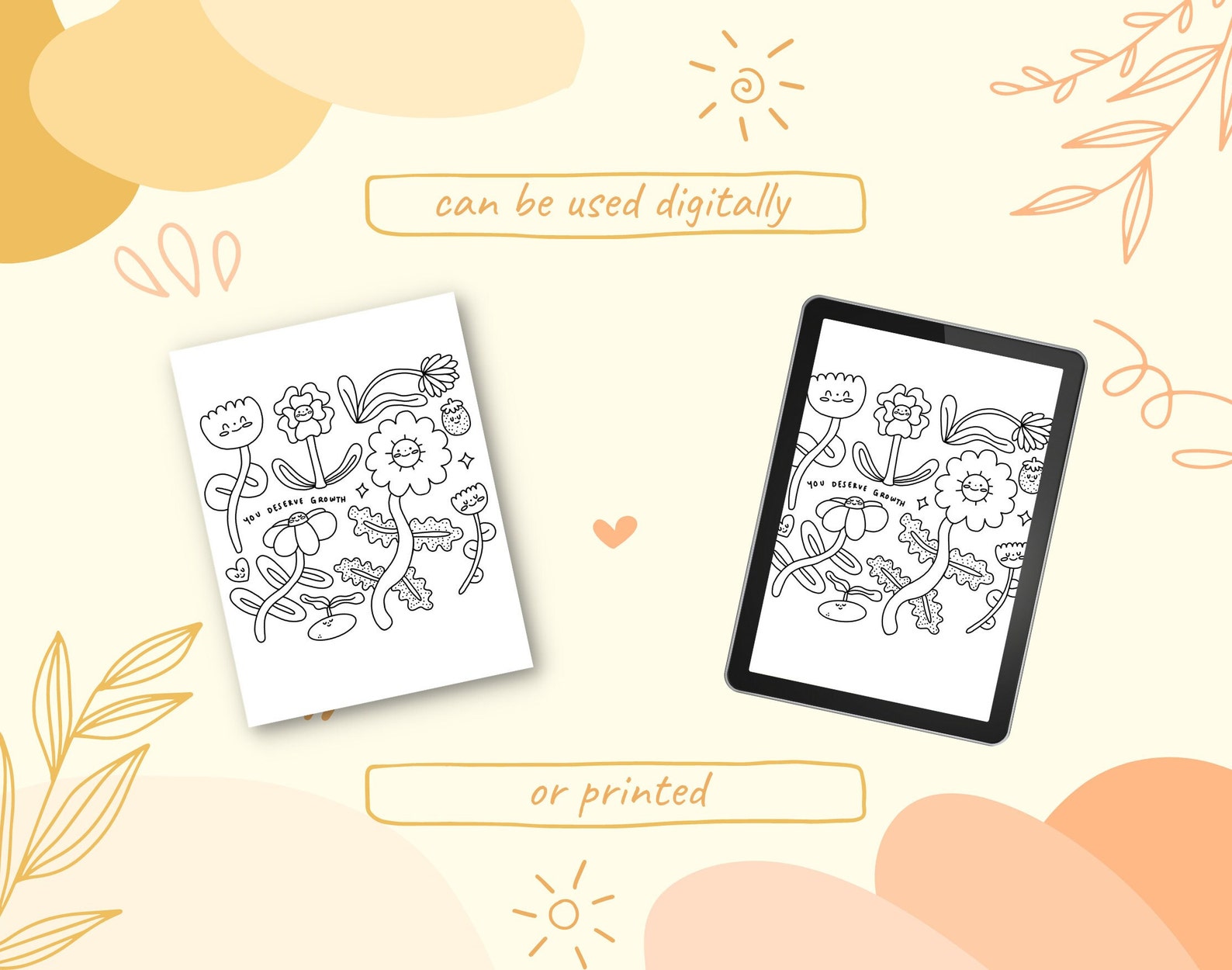 Hand-drawn Self Care Coloring Pages Printable Coloring Page Coloring ...