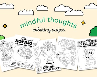 Mindful Thoughts Coloring Pages: Mental Health Designs (PDF & PNG)