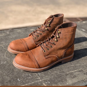 Boots Men'S Couple Motorcycle Boots Leather High-Top Handmade Boots Tide