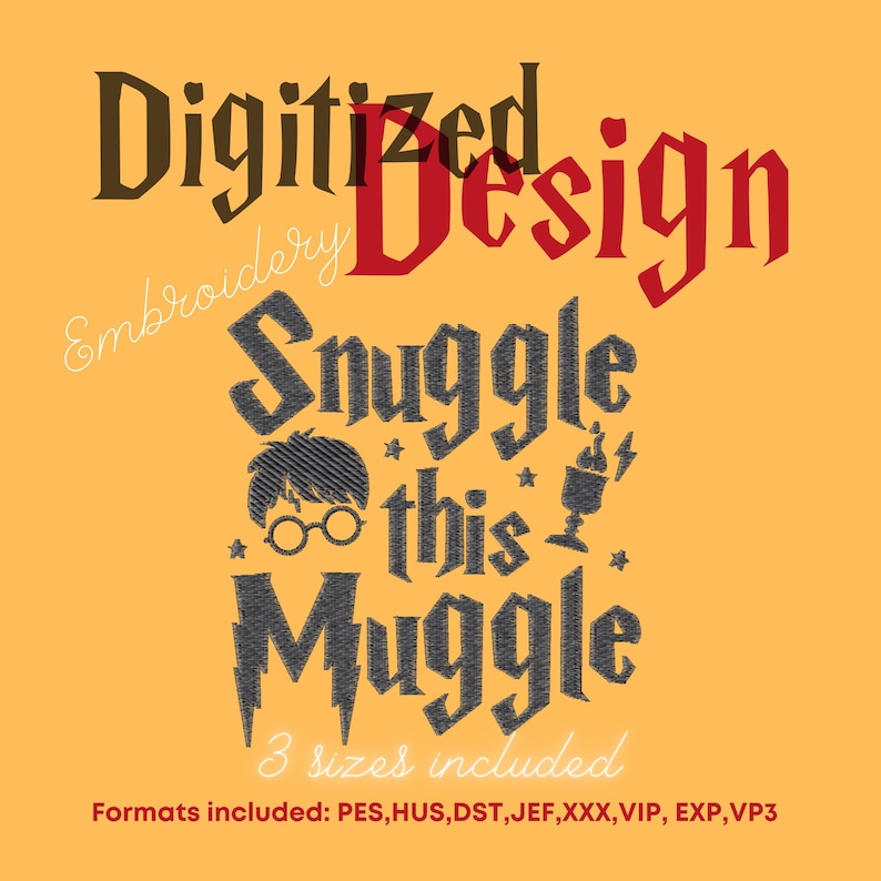 Muggle Text Snuggle This Muggle Digitized Embroidery Design DIGITAL DOWNLOAD - Etsy