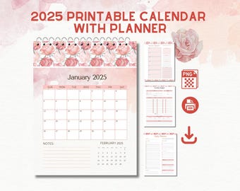 2025 Printable Calendar Templates Floral Etsy