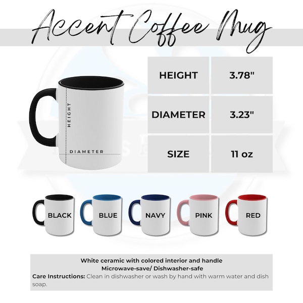 Accent Coffee Mug Size Chart, 11 oz Two-Tone Colored Mug Sizing Guide, Digital Download JPG PNG Colored Ceramic Mug Mockup Bundle