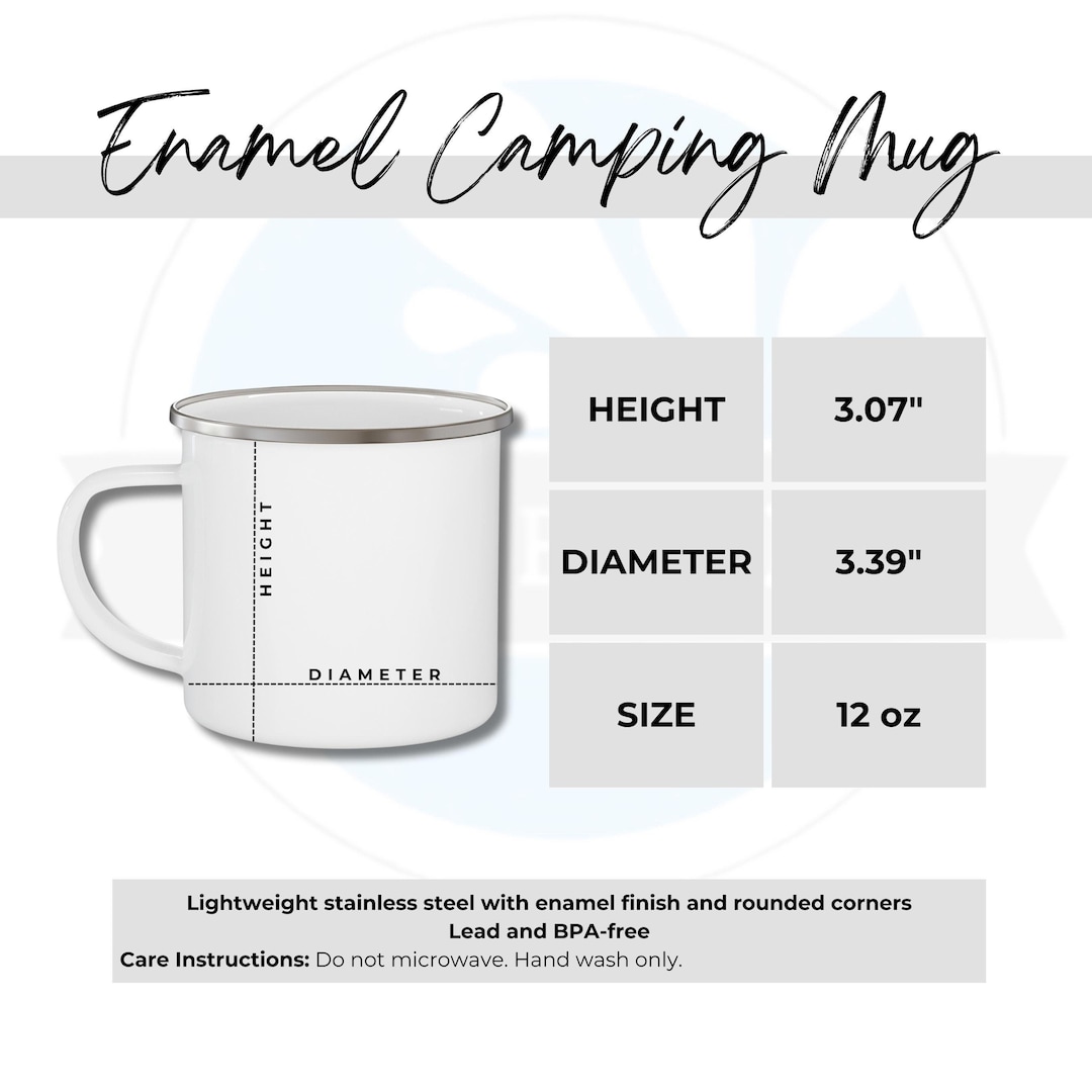 Enamel Camping Mug Size Chart, 12 Oz Enamel Mug Sizing Guide