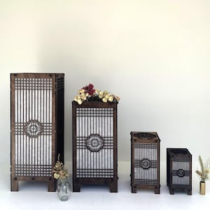 Lantern Home Decor Lantern Korean House Asian Table Light Wood Hand Made Wood Oriental Paper Lamp