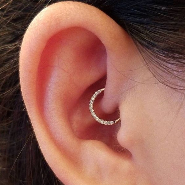 16G kraakbeen hoepel CZ Daith oorbel, kleine tragus piercing hoepel neus septum ring, kraakbeen clicker naar voren gerichte Daith sieraden