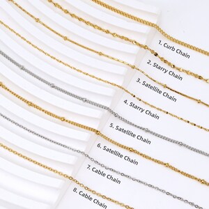 Dainty Chain Necklace 18/20/24 Inch, Curb Chain Cable Chain Sparkle Satellite Chain 18k Gold Plated Titanium Necklace Waterproof Everyday