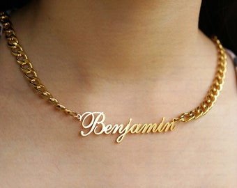 Personalized Name Necklace, Box/Wave/Paperclip/Curb Chain Gold Name Necklace, Custom Name Necklace for Women, Personalized Christmas Gifts
