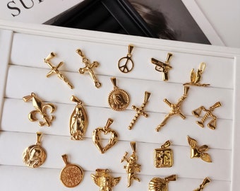 Cross Pendants Jerusalem pendants, 18k Gold plated Titanium Retro Pendants, Religious pendant for men and women, Waterproof Vintage Pendants