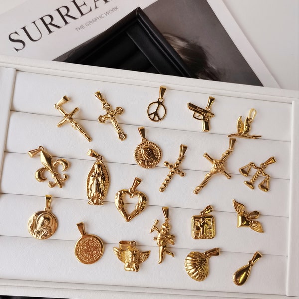 Cross Pendants Jerusalem pendants, 18k Gold plated Titanium Retro Pendants, Religious pendant for men and women, Waterproof Vintage Pendants