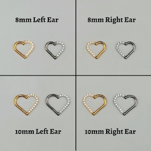 16G Daith Earring, Heart Shape Daith Piercing Titanium Daith Clicker ...