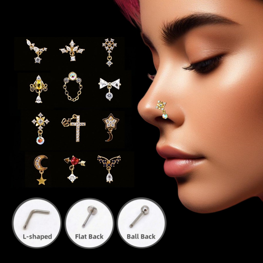CZ Nose Studs, 20G Statement Nose Studpiercing Required Big Nose Stud